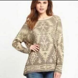 Denim & Supply Ralph Lauren Aztec Cotton Pull over Crewneck Sweater Size Medium